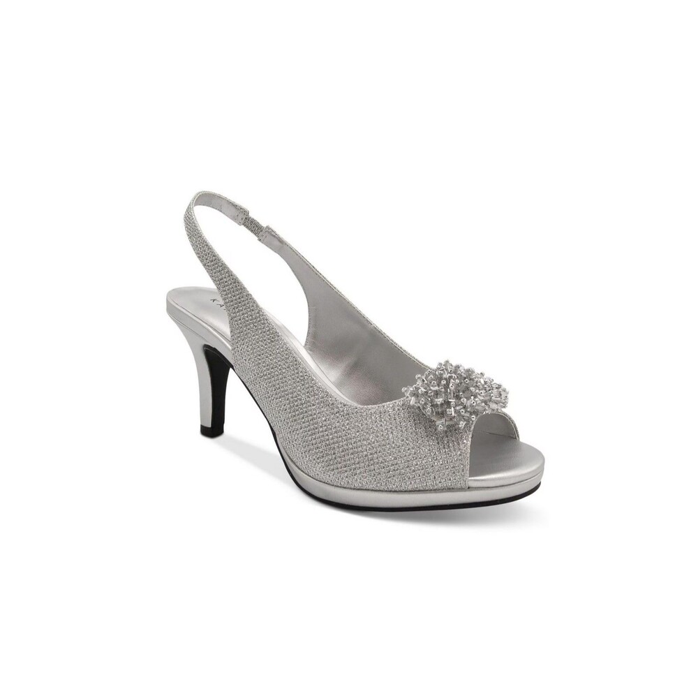 Karen Scott Womens 9 M Silver Breena Slingback Pump Heels NIB HW5